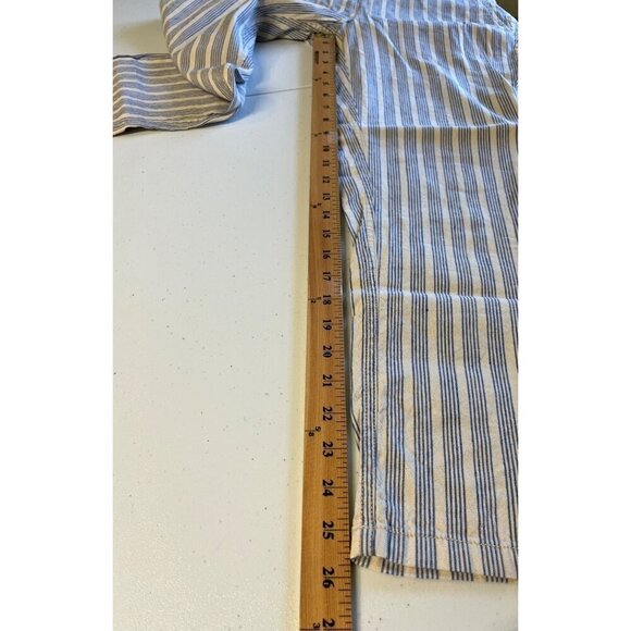 Ann Taylor Loft Marisa Linen Blend Cropped Pants Women 6 Stretch Striped Coastal - Picture 3 of 8